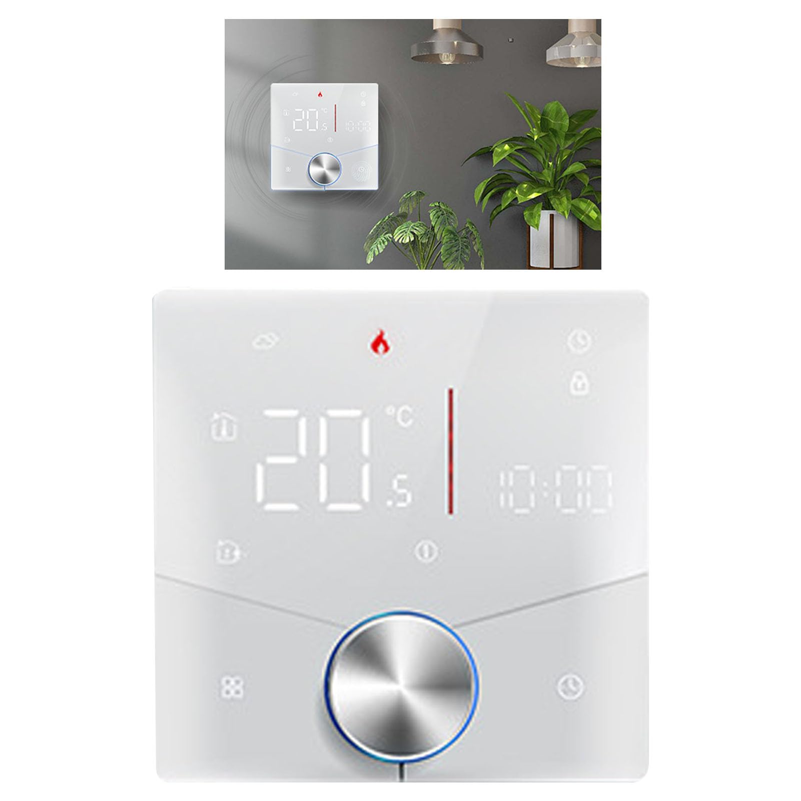 Smart Thermostat WiFi Programmierbares digitales Thermostat mit kontrollfarbe genaue Temperaturregelung für Heizheizungssaunaberadenheizungssysteme AC95 240 V ACDC24V (Weiß)