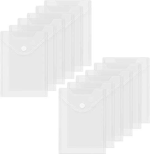 Miniatura 10 de Toplive Carpetas de archivo, 12 paquetes de sobres de plástico transparente A5, tamaño carta, impermeables, sobres de polietileno con cierre a
