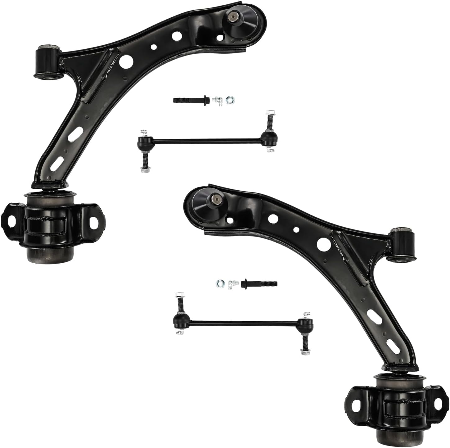 Torchbeam 4pcs Front Lower Control Arms, Suspension Kit with Ball Joint Tie Rod End Sway Bar Link for Mustang 2005-2010, Replace for K80726 K80727