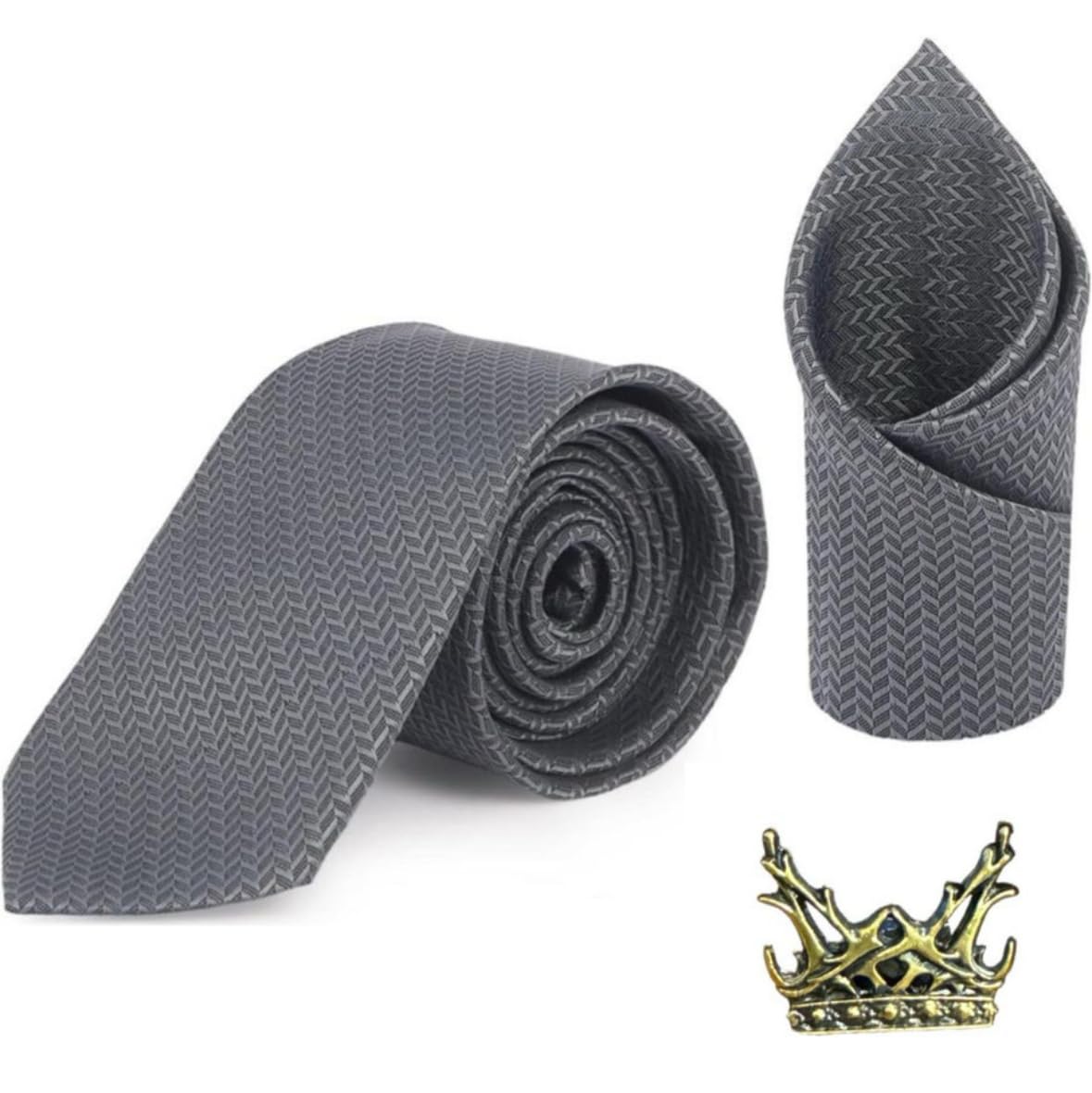 Random Stripe Necktie Set With Pocket Square Lapel Pin Brooch Pack Of 3 Micro Fibar Fabric Self-Design Elegant 9 Diffrent Colors-picture-20