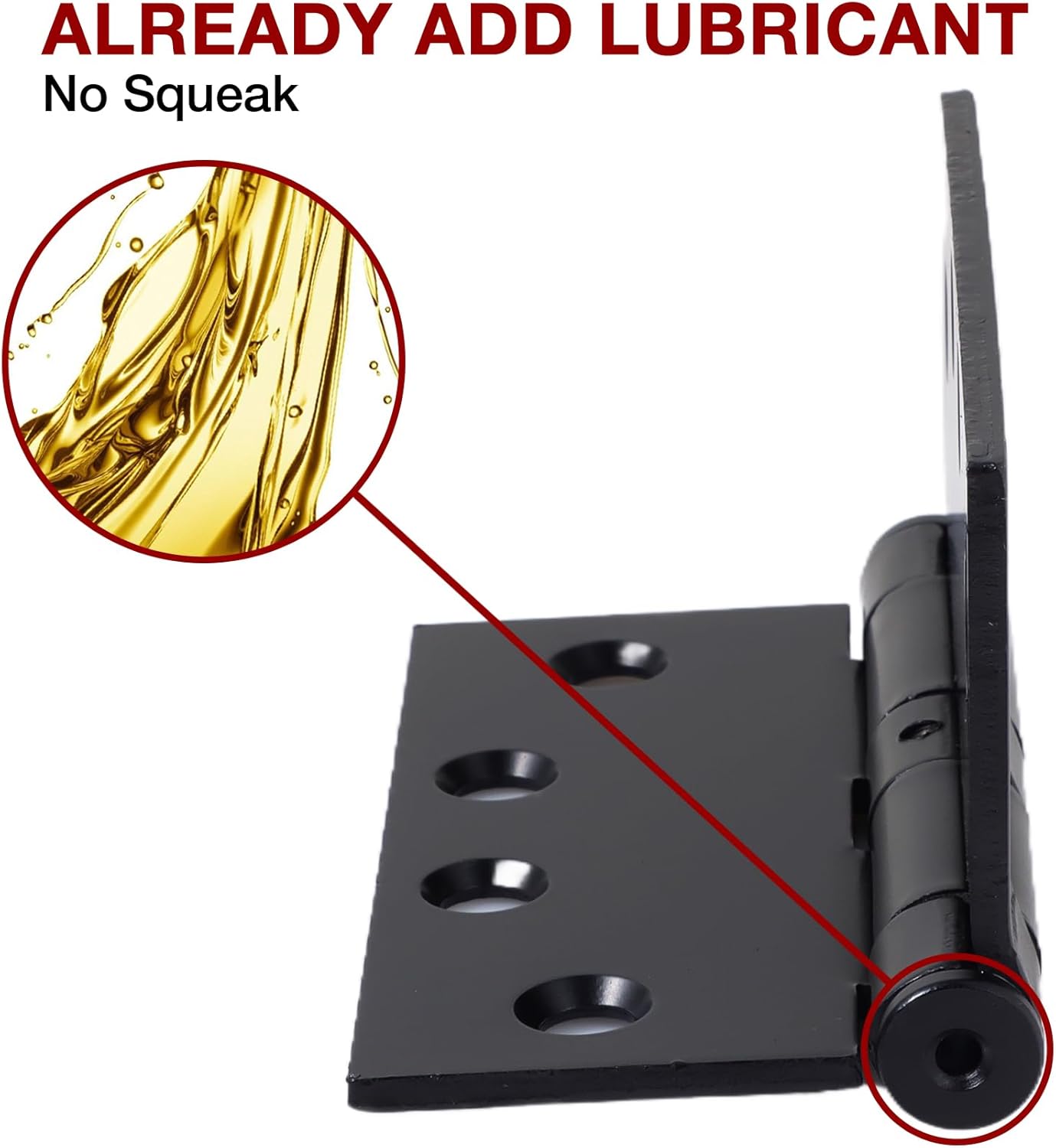 3 Pack 4.5 Inch Heavy Duty Hinges Black Square Corner Commercial Door Hinges 4-1/2 x 4-1/2 Industrial Grade Hinge Full Mortise Interior/Exterior Hinge for Doors Residential Office Cafe Garage