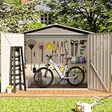 SENSWEET 6' x 4' Outdoor Metal Storage Shed, Outdoor Metal Shed, All-Weather Resistant Steel Garden Shed with Double Lockable Door, Waterproof Garden Tool Storage Shed for Patio, Backyard, Lawn