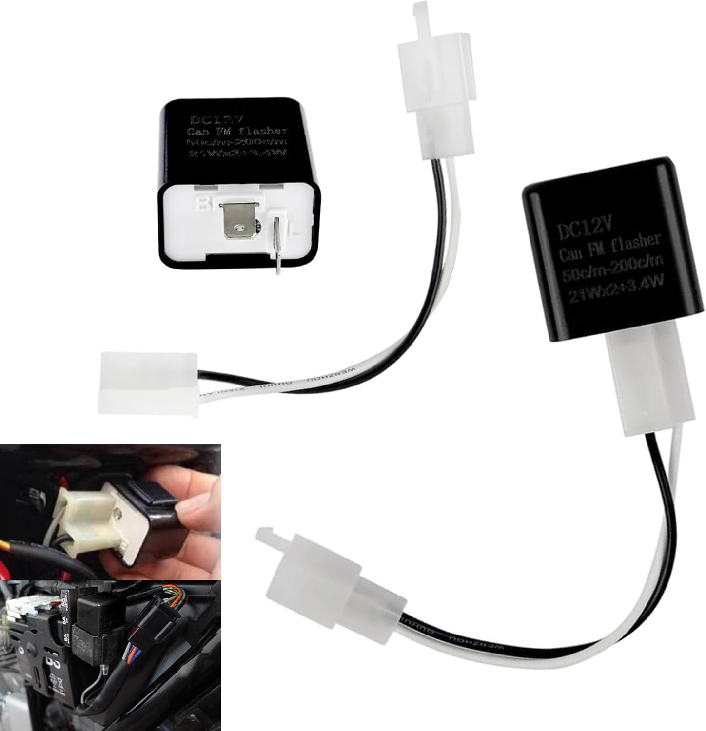 1 PC LED Flasher Relay, 2-Pin Electronic LED Turn Signal Relay, Adjustable Hyper Flash Switch for Turn Signals, Universal Electronic Flasher Blinker Contactor for Most Motorcycles (Black)