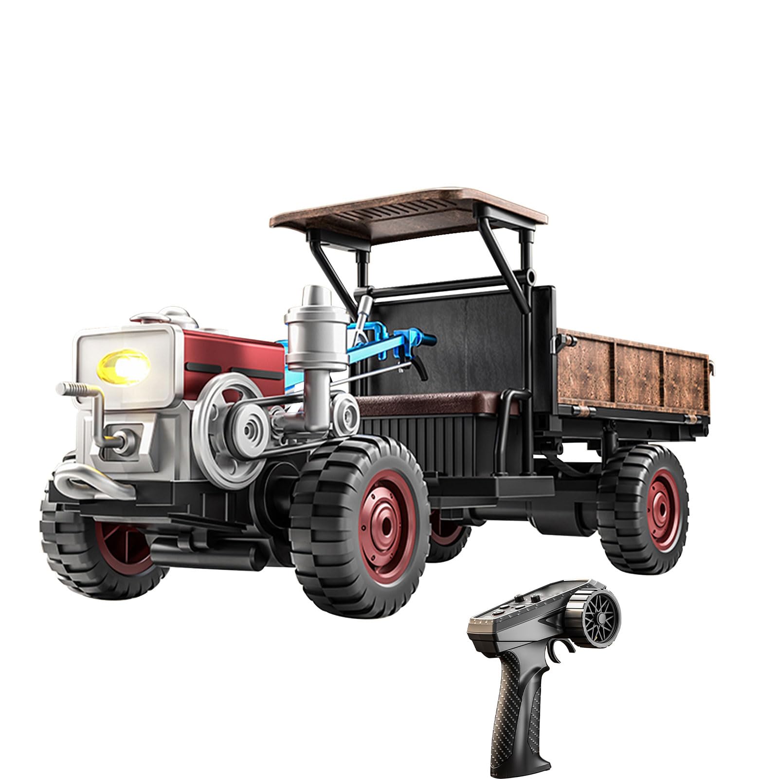 Domary Trattore Telecomandato Completamente Proporzionale con Funzione di Spruzzatura per gli Appassionati di Agricoltura (Blu)