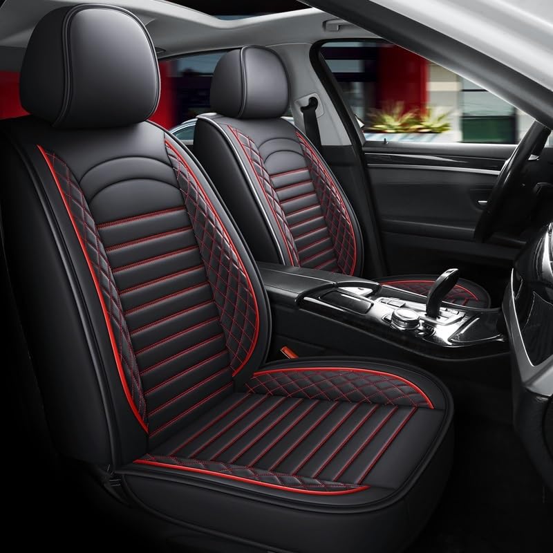 Housse de siège auto en cuir PU rembourré premium noir et rouge pour VW Beetle