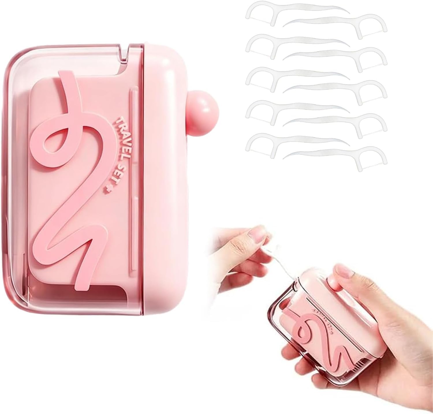 Simois Flosser, Portable Floss Picks Dispenser, Automatic Floss Box, Dental Floss Pick Holder, Floss Pick Dispenser with 20 Tooth Picks for Cleaning Teeth, Travel Floss Picks Case Flosser Dispenser-image-35