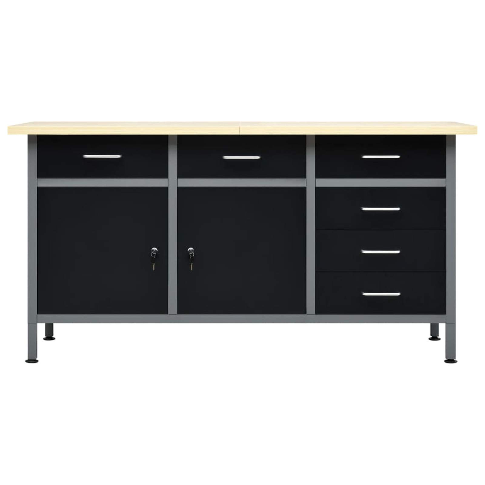 BaraSh Banco de Trabajo de Acero Negro 160x60x85 cm Banco De Trabajo Taller Mesa Taller
