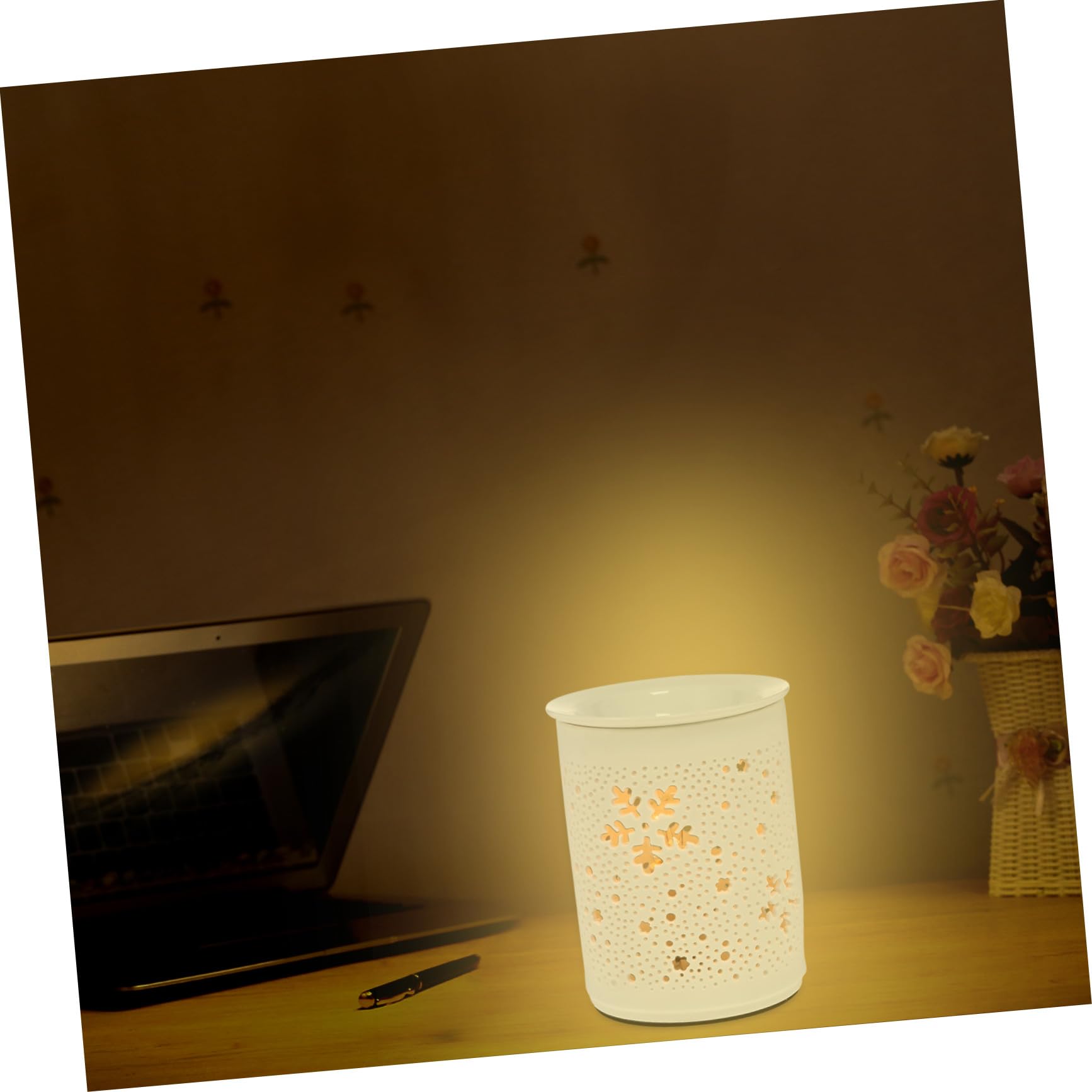 Gadpiparty Elektrische Duftlampe Rund aus Keramik 25 W Gold für Raumduft