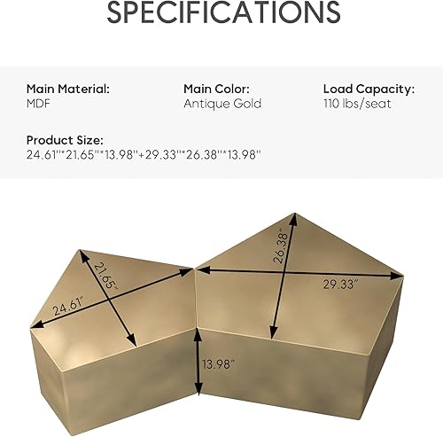 Miniatura 2 de Yoglad Mesa de centro hexagonal pequeña con 2 cajones de almacenamiento de anidación estilo industrial moderno sala de estar, muebles de dormitorio,