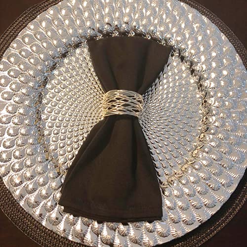 Skavij Indian Handmade Round Napkin Rings Set Of 12 For Dining Parties Everyday Use Serviette Holder (Silver) #TOP2