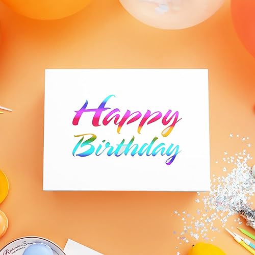 Miniatura 3 de HAPPY POTATO Caja de regalo plegable de cumpleaños, 9 x 6.5 x 3.8 pulgadas, rectangular, tapa magnética, blanco mate