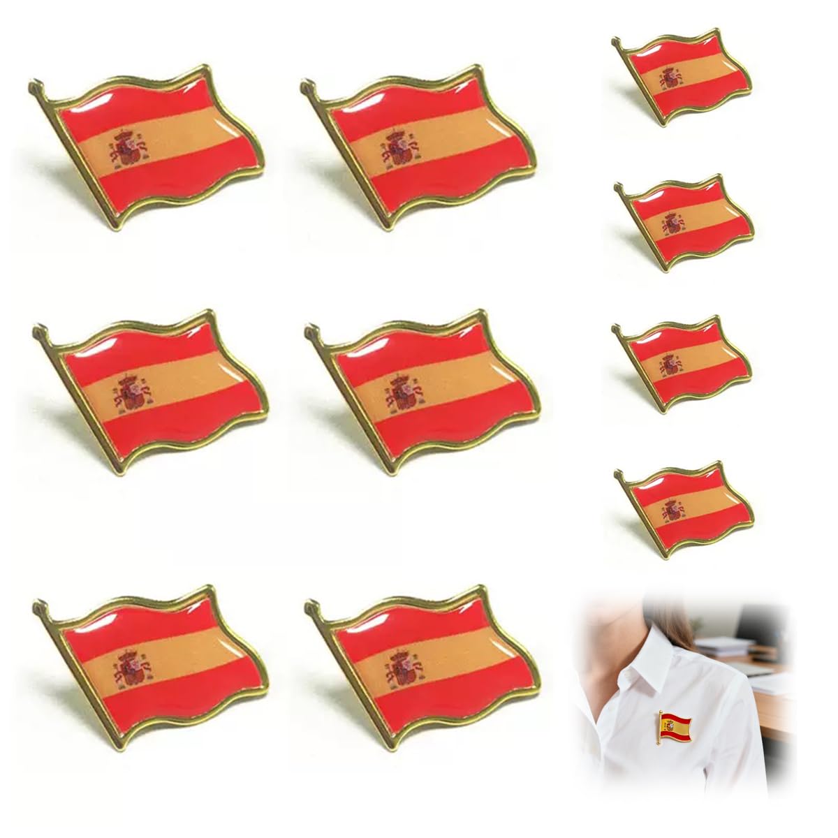 Bandera de España Pin Badge Metal Esmalte Broche Español 10 Piezas