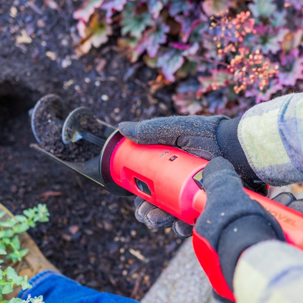 Powered Handheld Shovel with Auger & Safety Shutoff for Gardening, Landscaping & Planting - 12 Volt Battery & Charger Included