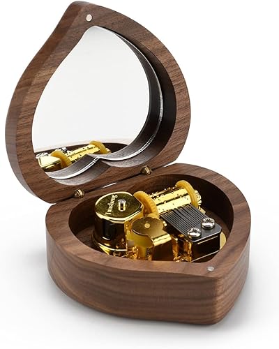 Miniatura 3 de Recuerdo musical de nogal macizo en forma de corazón de 18 notas - muchas canciones para elegir - Es un mundo pequeño después de todo