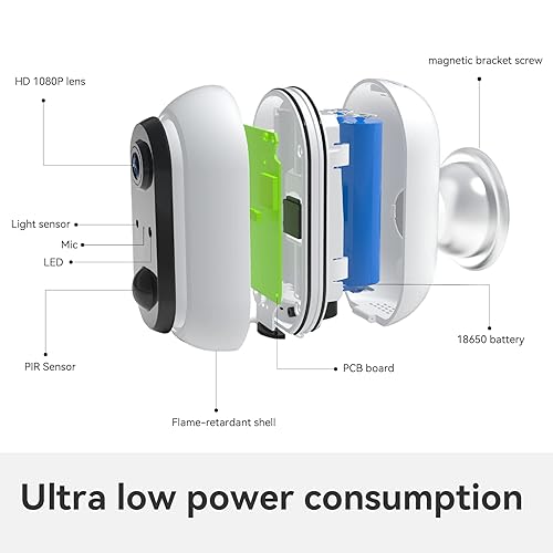 Miniatura 2 de VENZ Cámara de seguridad inalámbrica para exteriores, IP66 resistente a la intemperie, cámaras de vigilancia WiFi alimentadas por batería 1080P,