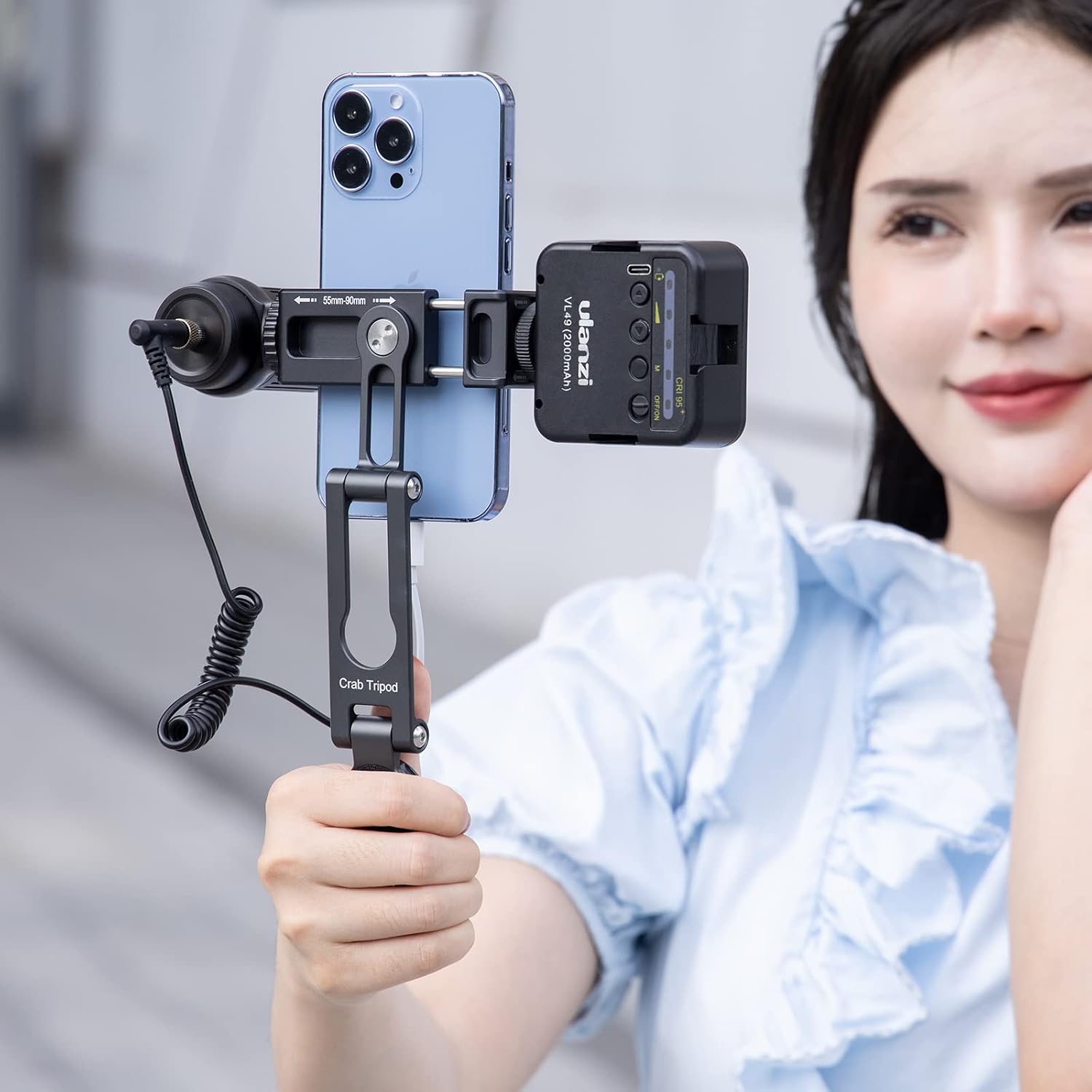 Phone Vlog Tripod Grip for iPhone - ULANZI HP004 Crab Tripod 2 Cold Shoe Phone Vlog Handle Grip w Acra Slot 360°Smartphone Foldable Tripod Adapter for iPhone Samsung Vlog Videograph
