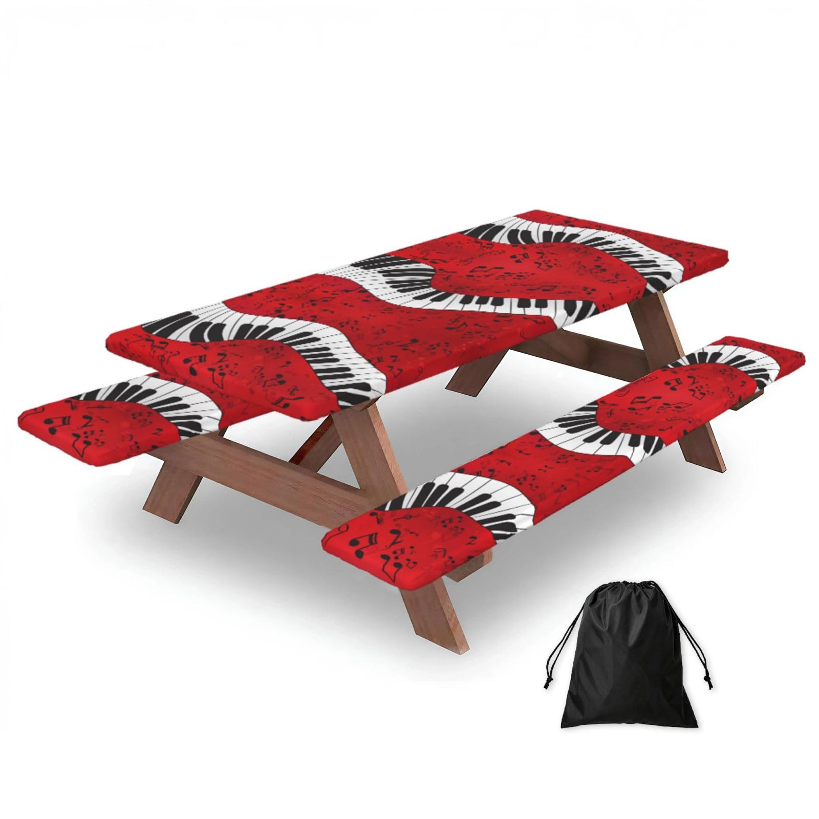 Housse table pique-nique élastique pour camping et repas en extérieur avec couvre banc