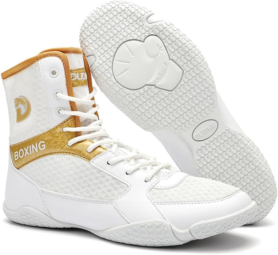 Men's Wrestling Shoes High Top Fitness Boxing Boots Non-Slip Comfortable Fighting for Weightlifting Powerlifting Deadlift Squatting