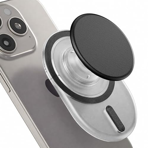 AUROX for MagSafe Phone Grip, Magnetic Phone Grip Holder, Transparent Black | Expandable Collapsible Mobile Phone Grip Stand Holder with Kickstand for Magsafe Stand Compatible for iPhone 17-12 Series