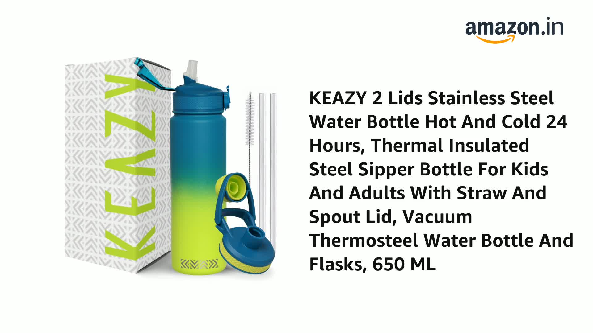 KEAZY 2 Lids Stainless Steel Water Bottle Hot And Cold 24 Hours