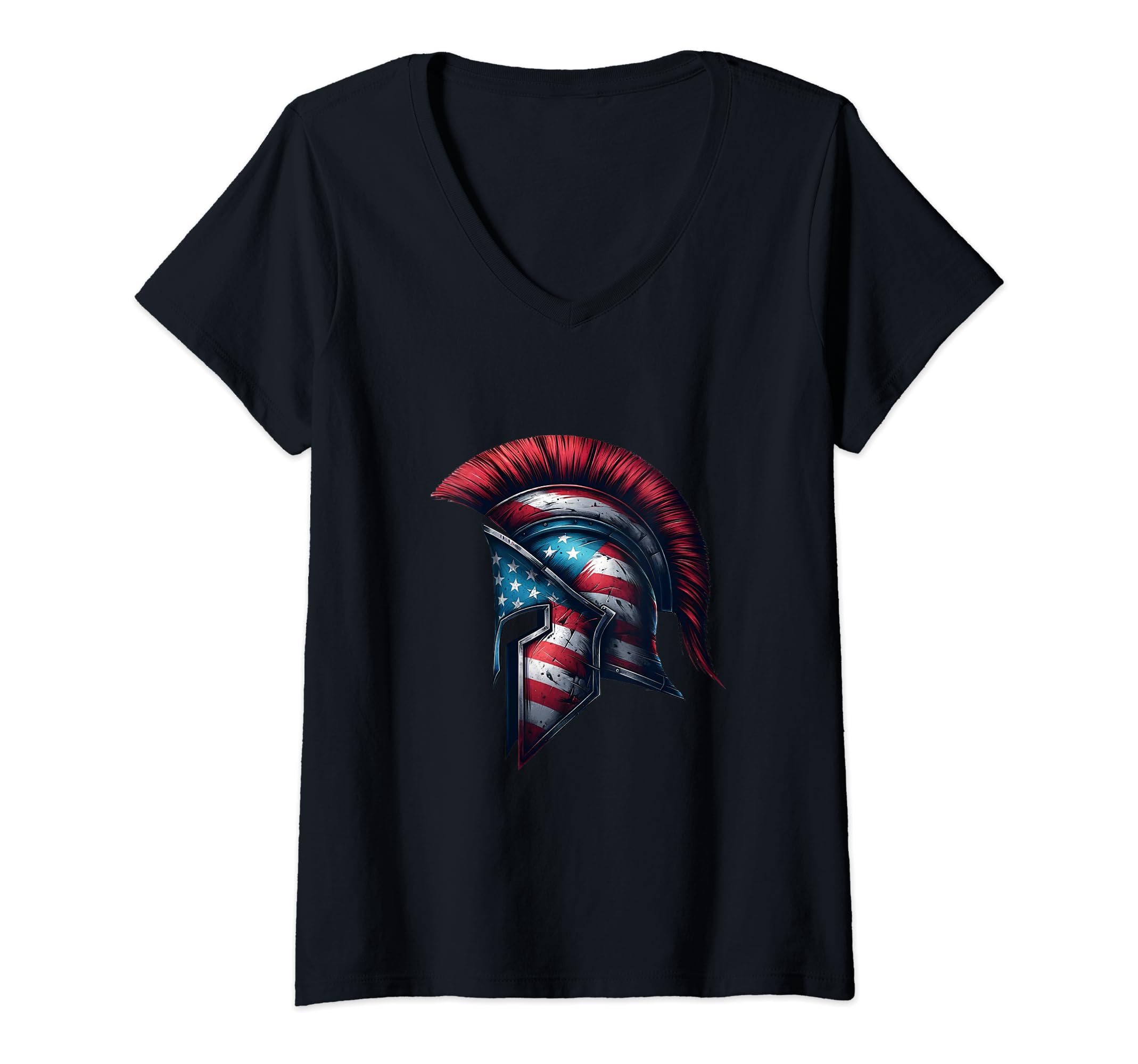 Spartan Spirit Stars and Stripes Helm V-Neck T-Shirt