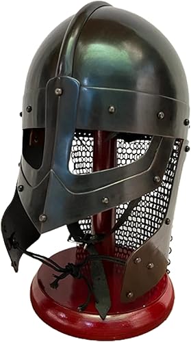 Casco medieval de cuervo vikingo con cadena, para batalla