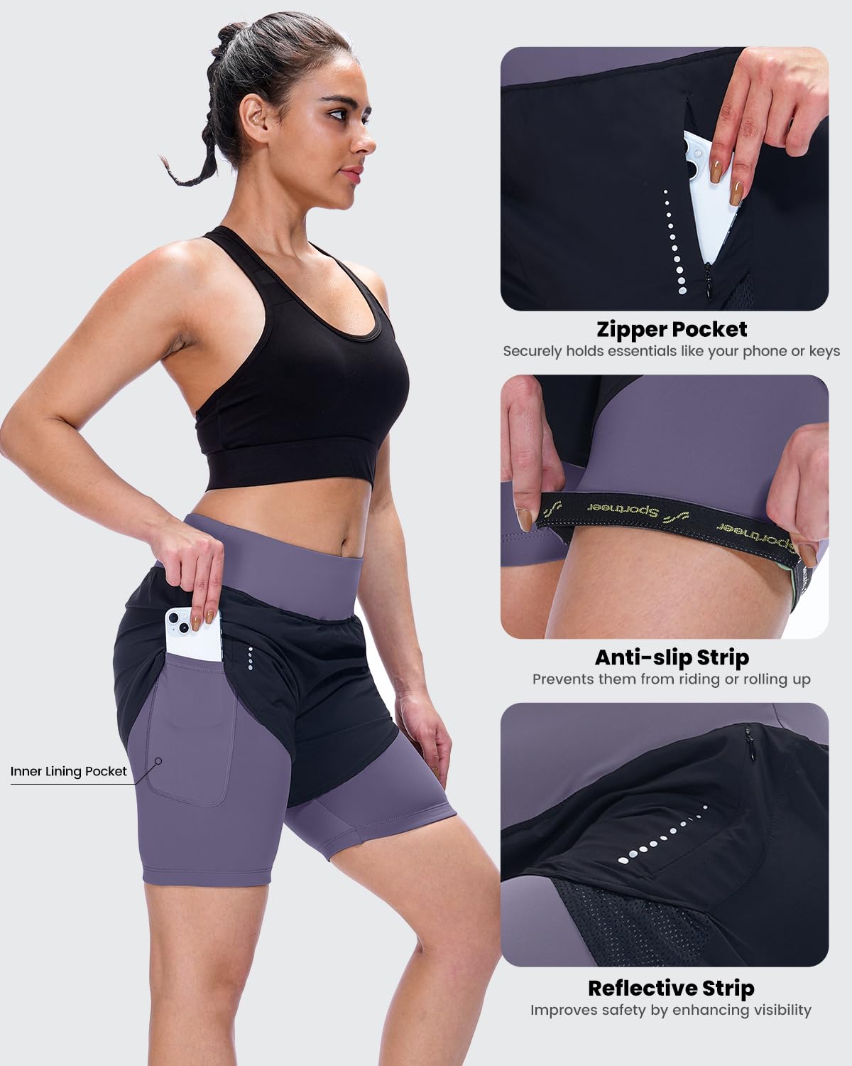 Sportneer Pantaloncini da ciclismo imbottiti da donna MTB Pantaloncini MTB Pantaloncini imbottiti da bici per le donne