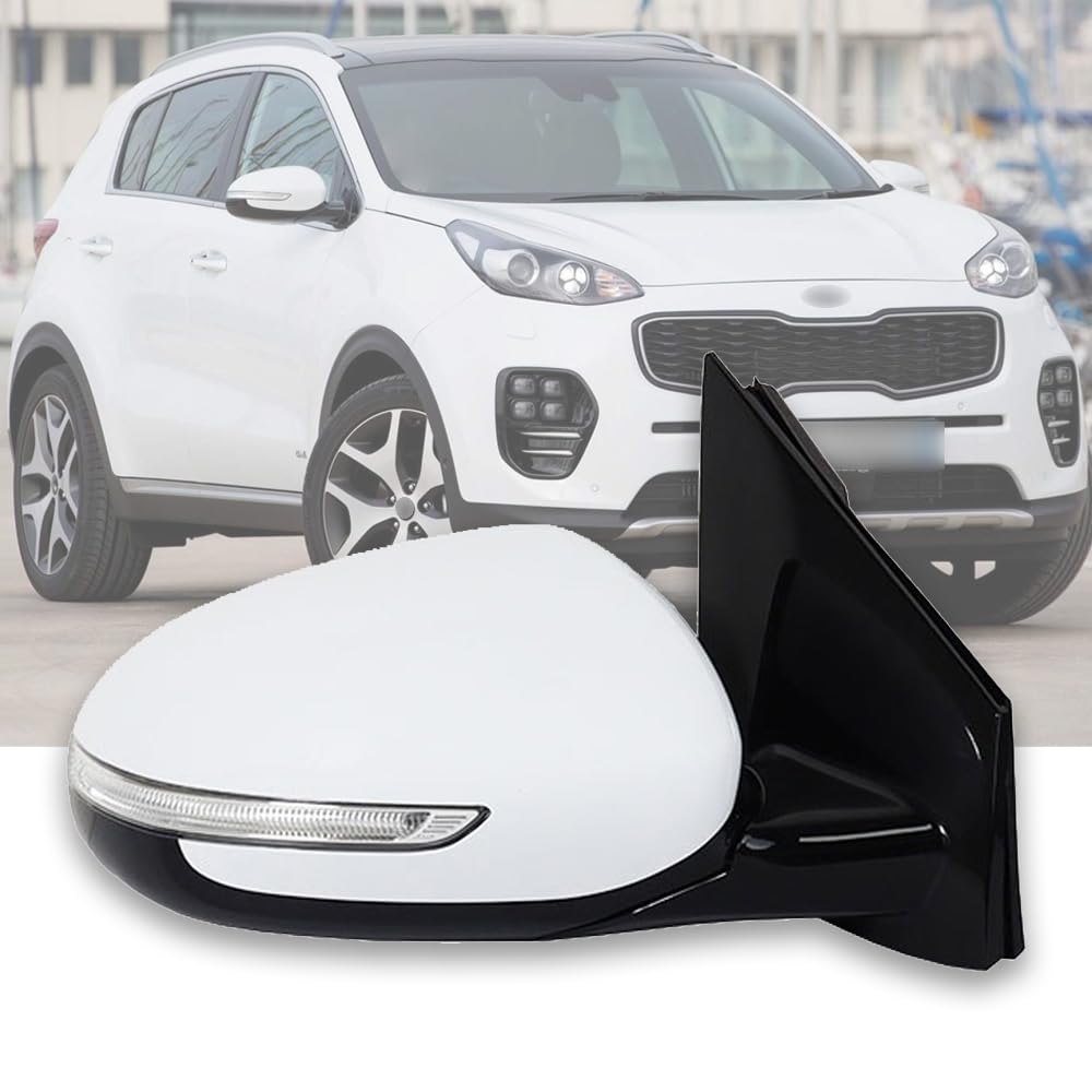 TiJeRa Per Kia Sportage 2016-2021 Specchietto Retrovisore Laterale Completo 10 Fili Con Indicatori Di Direzione Ripiegabile Elettricamente Riscaldato e Con Funzione Blind Spot