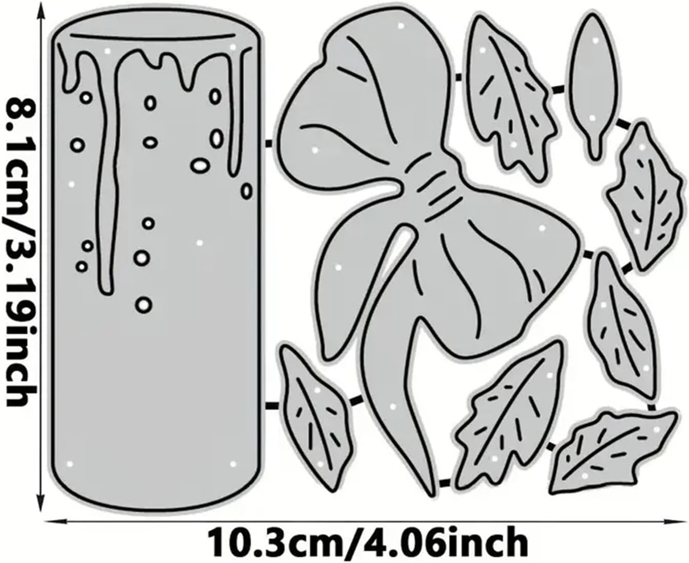 Christmas Metal Die Cuts, Candle and Bow Leaf Frame Festival Cutting Dies Cut Stencils for DIY Photo Decorative Embossing Paper Dies for Scrapbooking Card Making