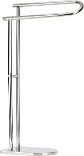 Bamodi Freestanding Towel Rack for Bathroom Floor - Practical Bath Towel Rack Holder Stand for Bathroom, Kitchen, Room - Easy to Assemble, with Offset Rails for Drying - Black Steel Finish