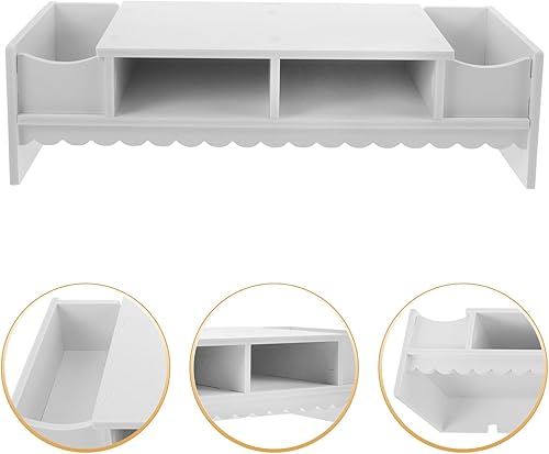 Miniatura 7 de Multifunction Storage Rack Monitor Shelf White Desktop Organizer Riser for Home Office Creative Screen Storage Bracket with Eyeglass and Key Holder