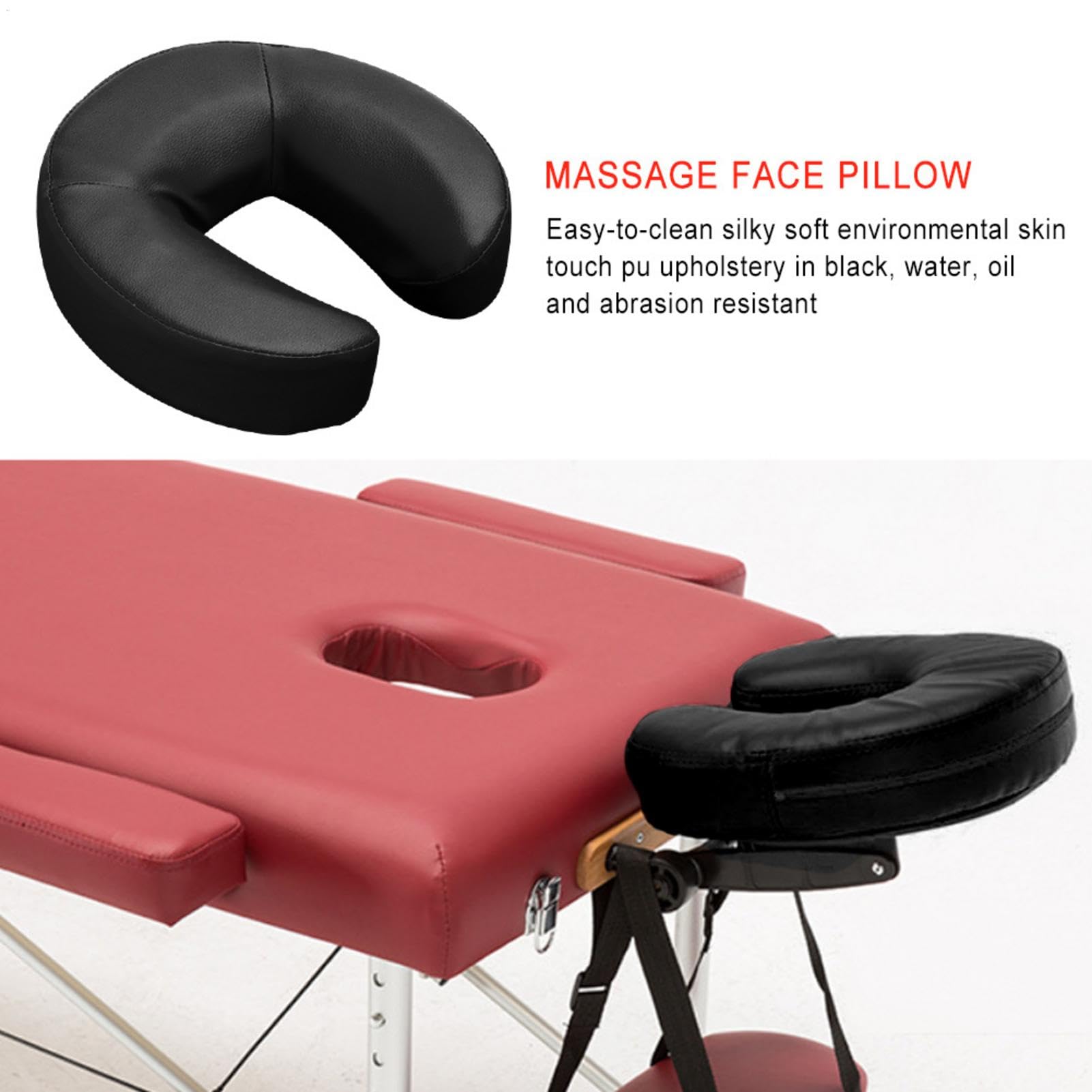 Gesichtskissen Kissen für Wiege, Massage Gesichtswiege, Kopfstütze Gesichtsstütze für Massageliege, Kissen Kopfstütze Gesichtsauflage Hals Kopfkissen für Massagesessel Spa Bett (Schwarz)