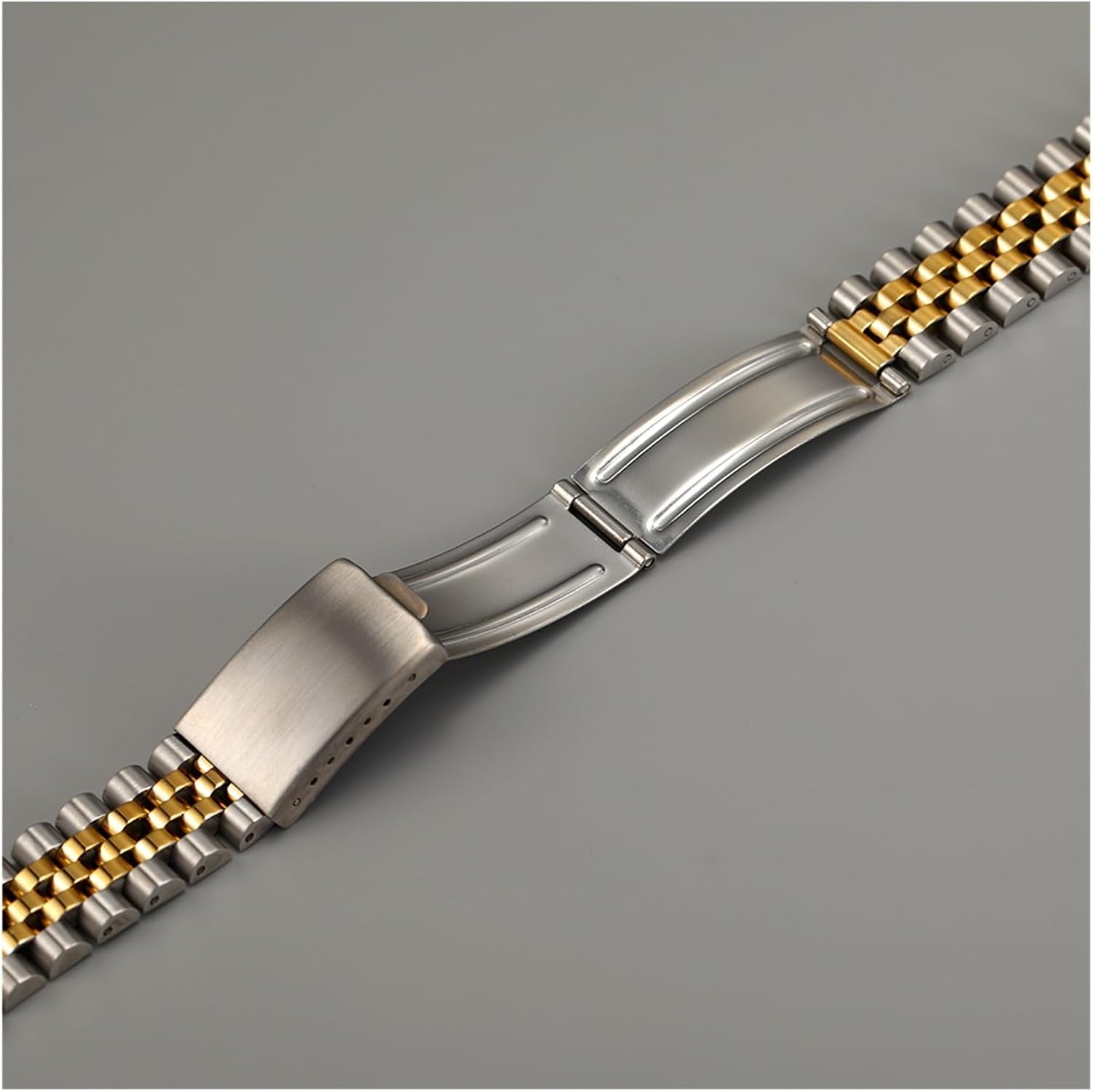 HFERHT 316L Stainless Steel 18mm 20mm 2 Tone Gold Solid Stainless Steel Jubilee Watch Strap Band Curved End Compatible with Rolex Watch