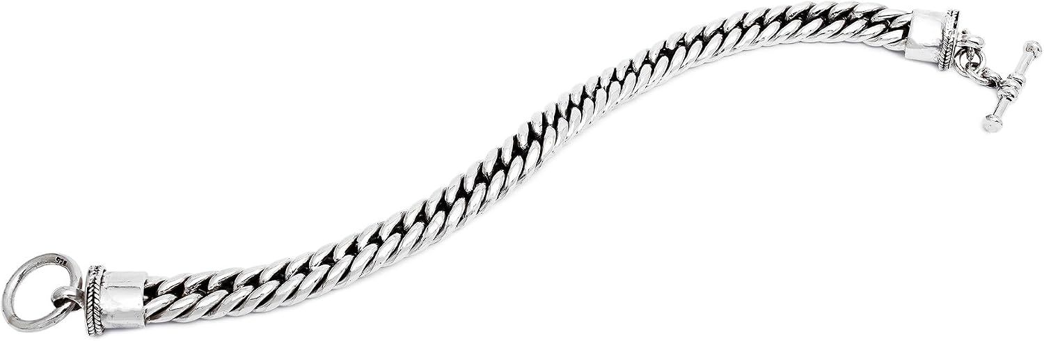NOVICA No Stone .925 Sterling Silver Men's Chain Bracelet 'Silver Choices'