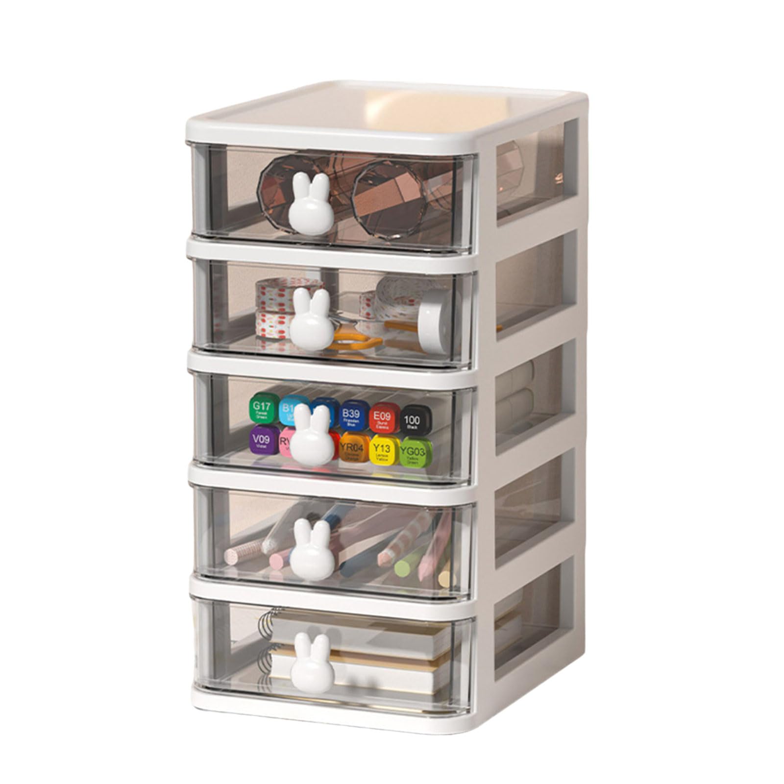 Msioytog Rabbits Illustrated Multipurpose Storage Box Use Friendly Storage Container with Rabbits Handle for Desk Organization Home Organization Solution