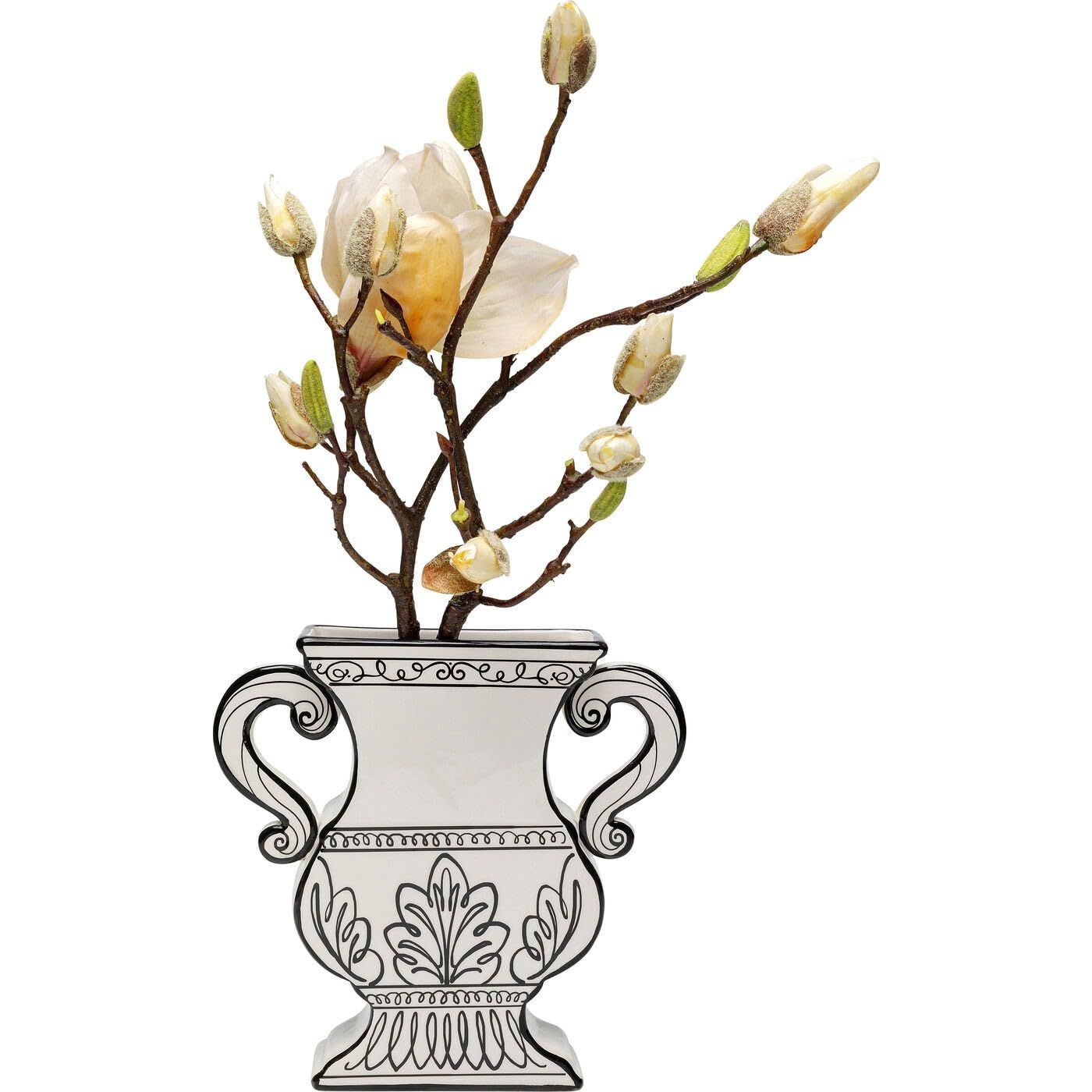 Kare Design florero Favola, Negro/Blanco, Decorativo, Recipiente para Flores, Florero de Mesa, 24cm