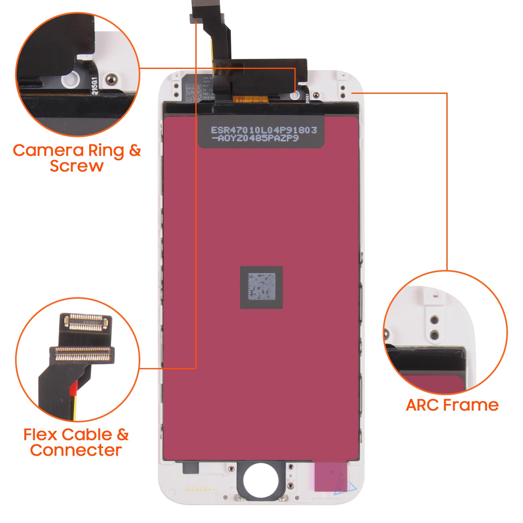 Pantalla para iPhone 6 Pantalla LCD para iPhone 6 Reemplazo de la pantalla para iPhone 6 4.7" LCD Display Touch Screen Digitizer Assebmly (Modelo: A1549 A1586 A1589 A1522 A1524) con herramientas