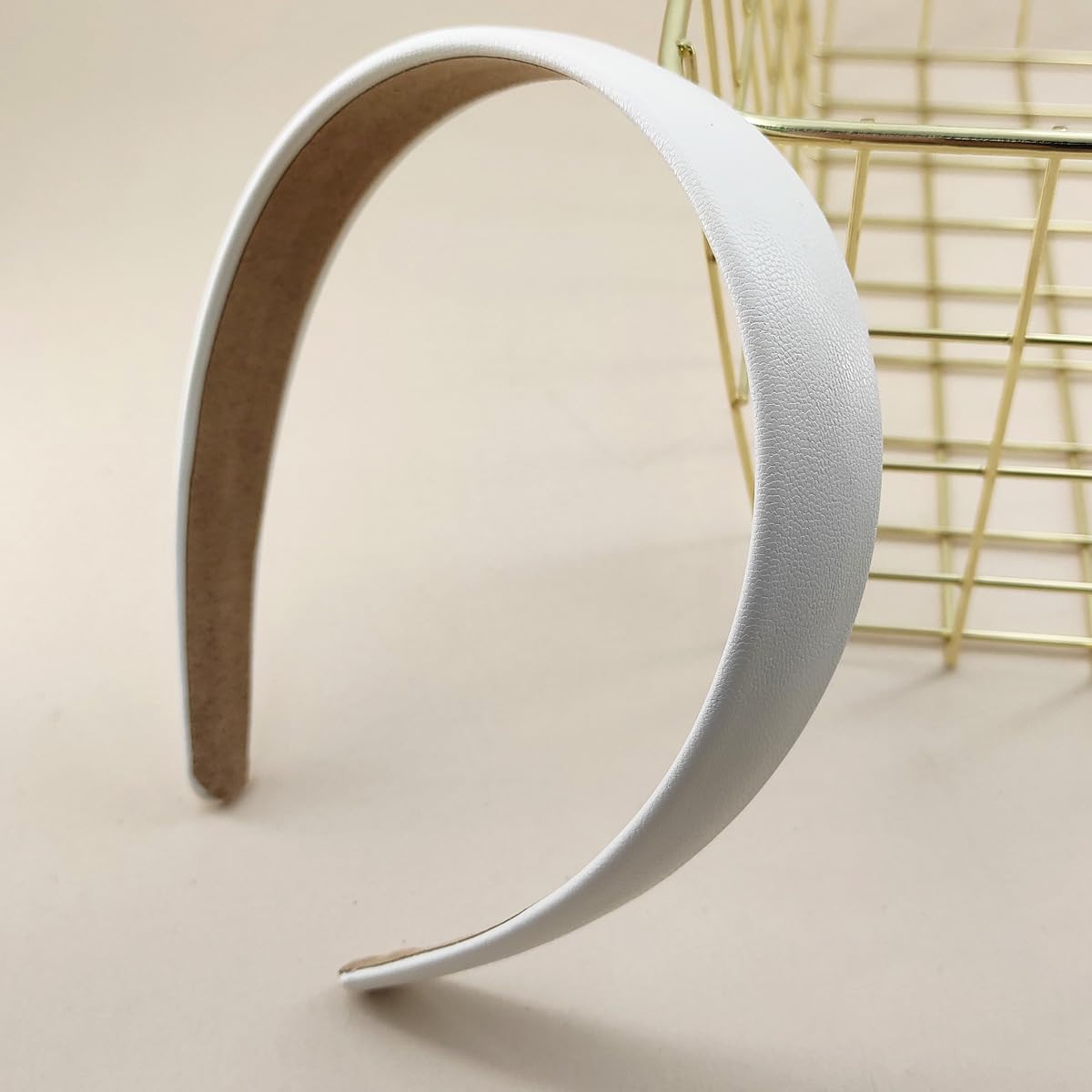 White Headbands for Women Girls 1 Inch PU Leather Headband Wide Fashion Hairband Cute Womens Headbands Non Slip 70s Headband Christmas Halloween DIY