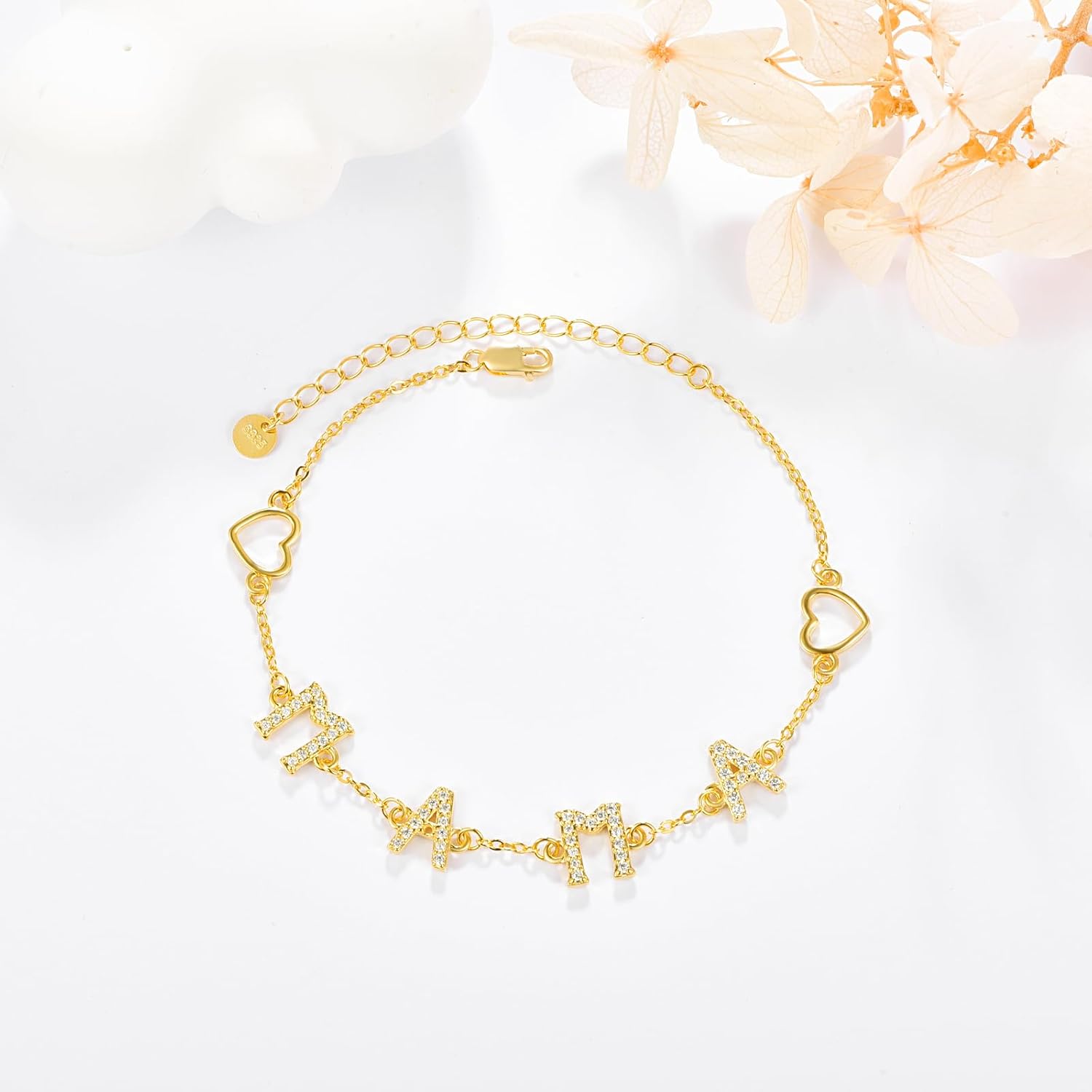 Dreamboat Sterling Silver Gold Plated Mama Bracelets for Women Adjustable Word Mommy Mom Bracelets Heart Mother Day Jewelry Gifts - Image 2