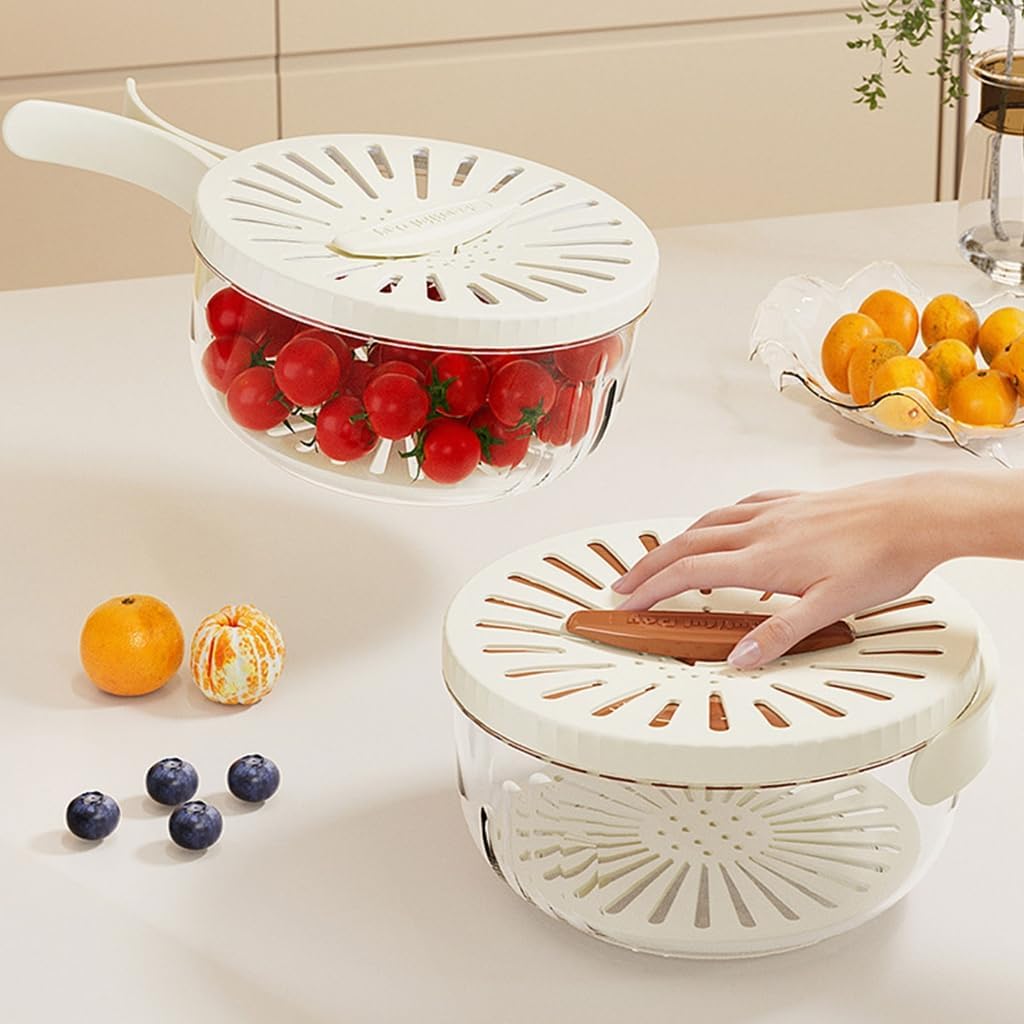 Efficient Draining Plastic Strainer Foldable Handle Fruit Strainer Space Saving