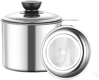Bacon Grease Container - Frying Oil Silder | Grease Pan with Fine Mesh Filter | Reusable Oil Storage Tank for Easy Filtering Cooking Oil and Storage | s Pot for, Camping, Restaurant, Cafe