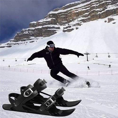 image for Gujuja Mini Ski Skates for Snow Winter Portable Snowblades Skis Shoes 