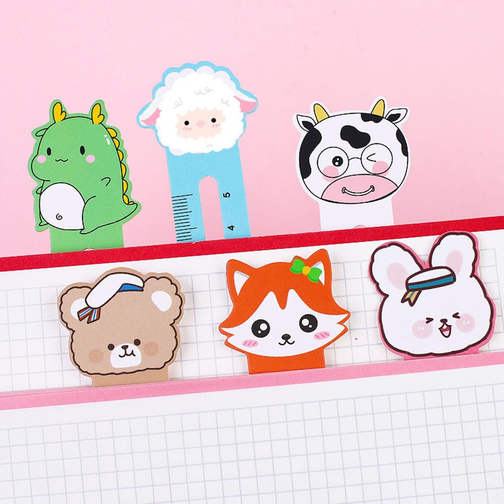 100 Pieces Cute Animal Bookmarks for Kids with 10 Different Kawaii Animal Patterns Reading Ruler Style Bookmarks Bulk Page Markers for Women Kids Students Book Lovers Gift School Home Office Supplies - Image 6