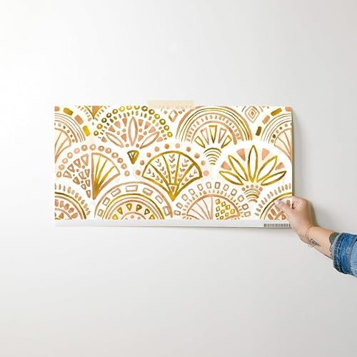 Miniatura 7 de Spoonflower Peel & Stick Wallpaper Swatch - Seashell Geometry Gold Circles Geometric Dots Triangles Neutral Custom Removable Wallpaper