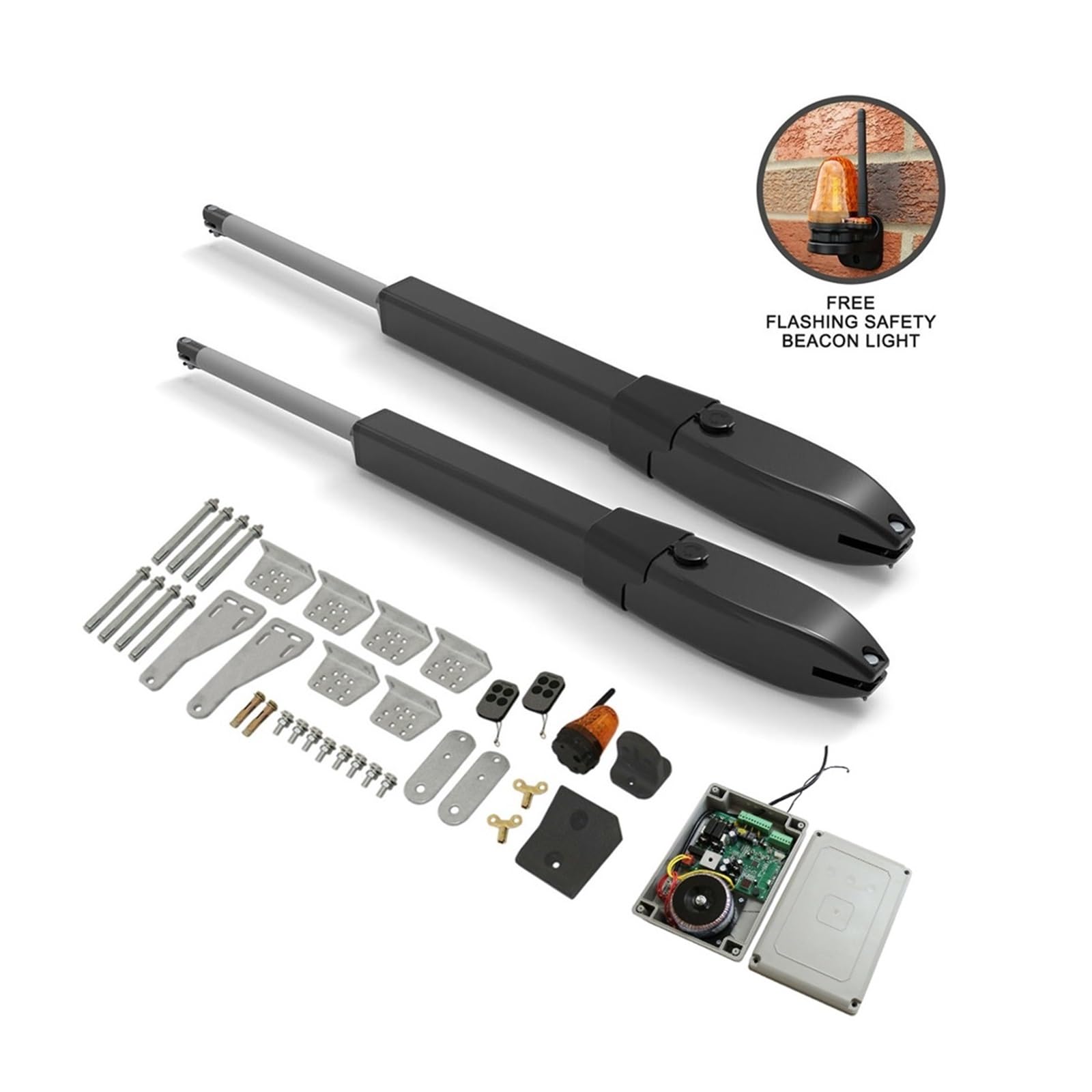 Kit Cancello Automatico, Batteria solare Doppio braccio Operatore elettrico for porte Battente Apri cancello Telecamera IP Telecomando Fattoria esterna Manor