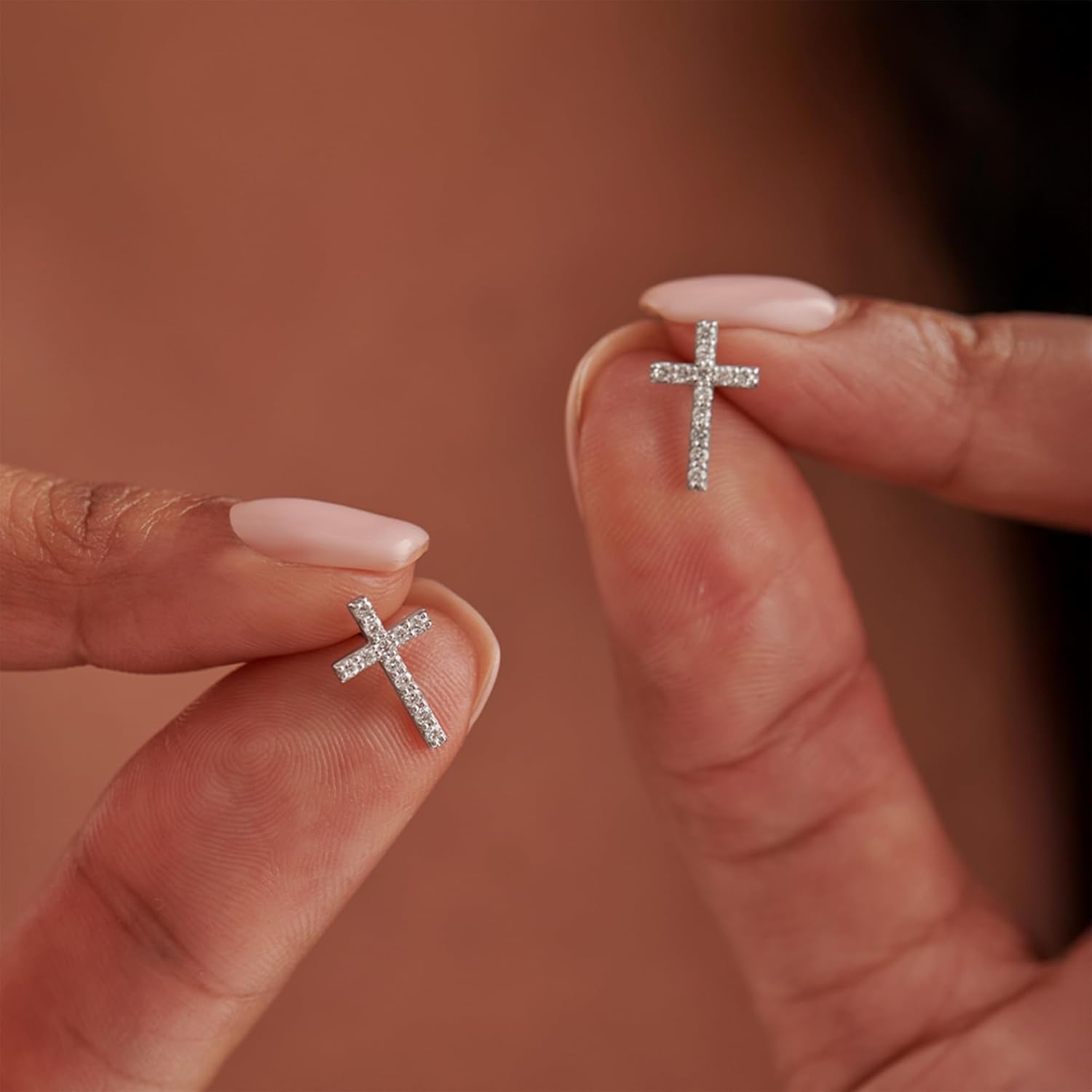 Cross Diamond Stud Earrings for Women, 1/5 Carat Lab Grown Diamond Studs Earring Set, Hypoallergenic 925 Sterling Silver Earrings, Sterling Silver Jewelry with Free Jewelry Gift Box, 5Y Warranty - Image 4