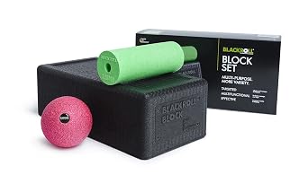 BLACKROLL Block Set 12"x 6" x 4" Black Block, 6" x 2" Green MINI Roll, 3.2" Pink Ball
