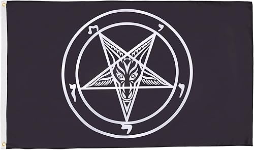 Bandera de la Iglesia de Satanás Baphomet 2' x 3' - Banderas de orden templaria 23.6 x 35.4 in - Banner 2x3 ft Alta calidad - AZ FLAG