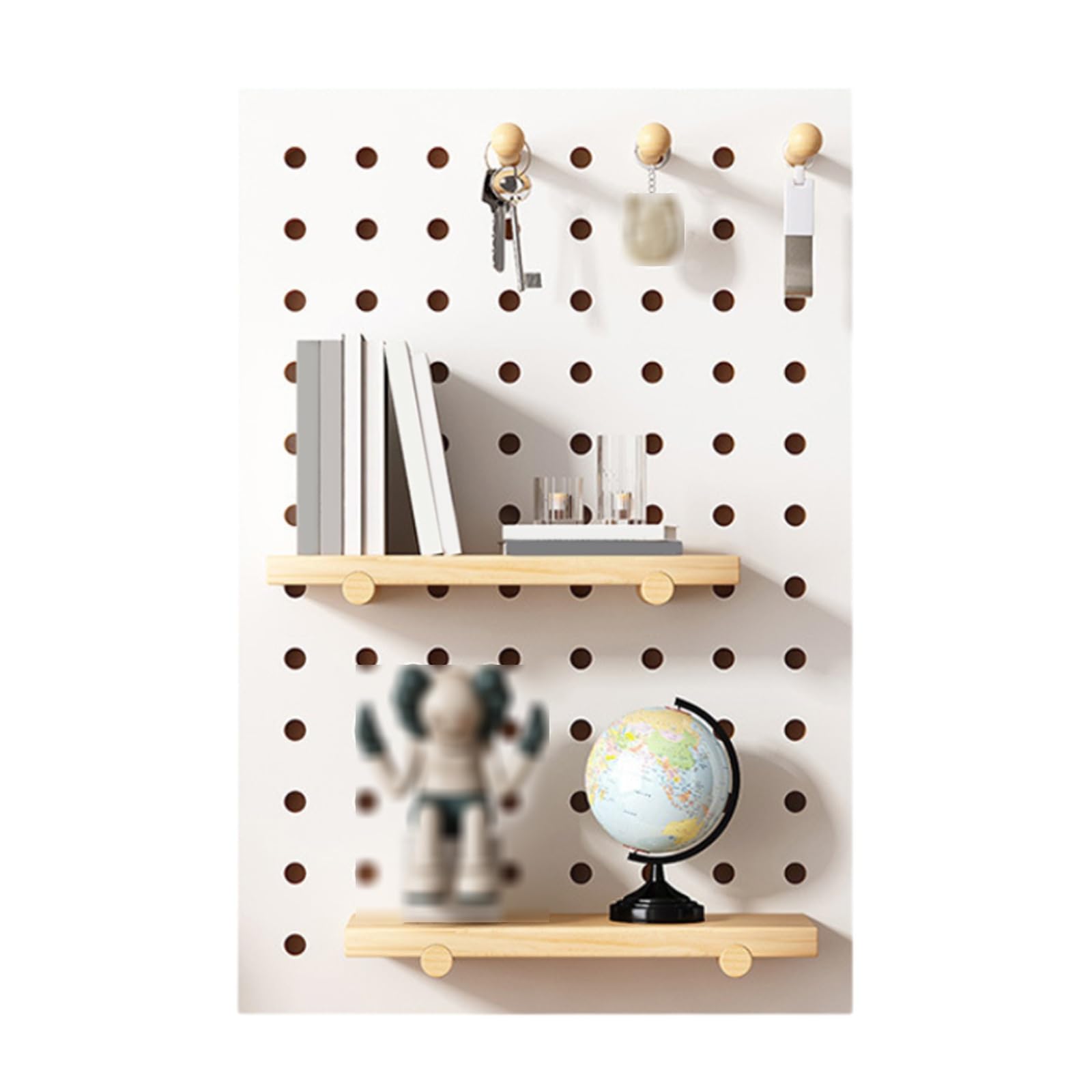 Pannello Forato in Legno Da Appendere Alla Parete, Pannello Forato Multifunzionale, Kit Organizer Da Parete Con Pannello Forato per Ornamenti per Ingresso Camera Da Letto(White,23.62x31.49in)