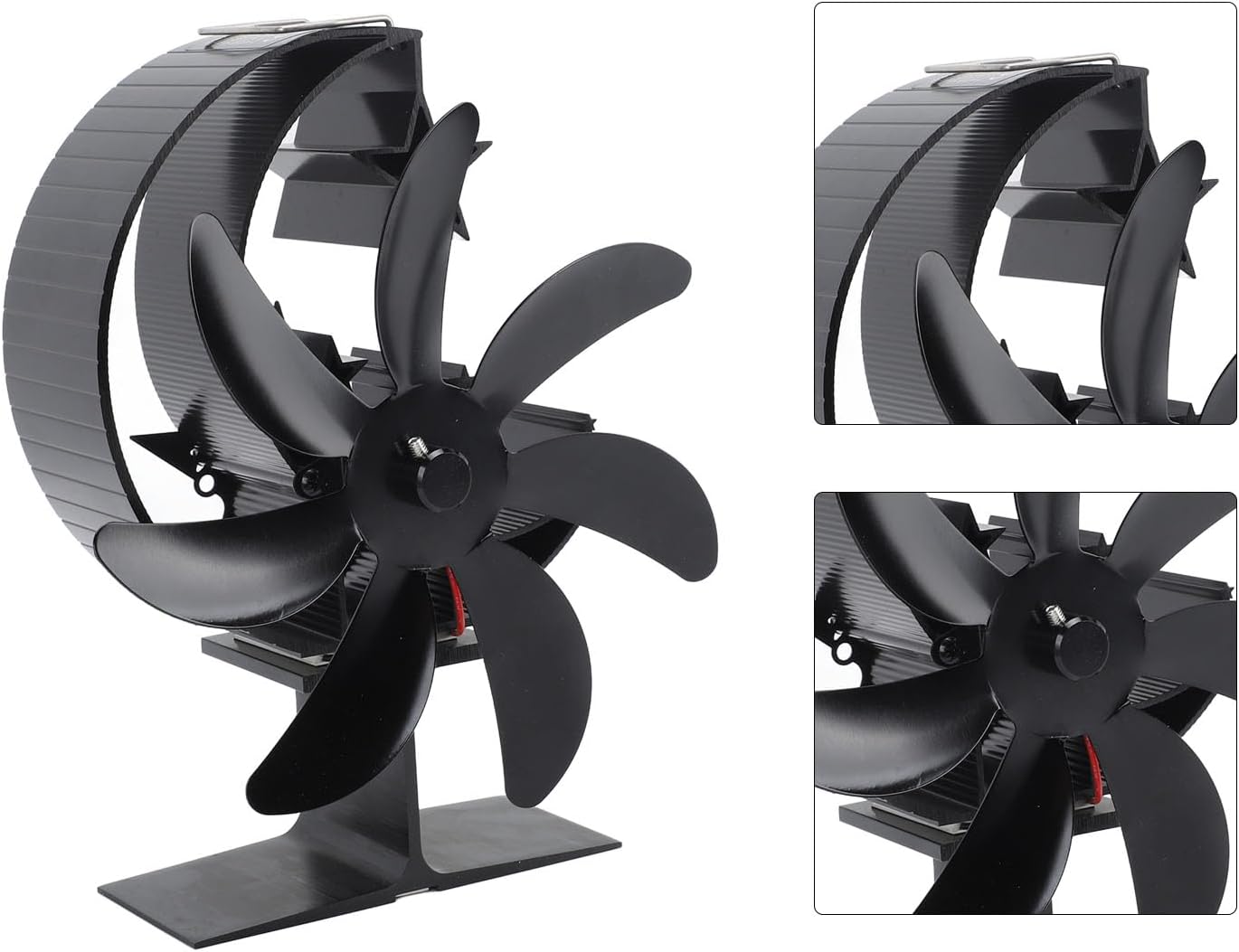 Hilitand 7 Blades Heat Powered Stove Fan Wood Stove Fan Moon Model Fireplace Stove Top Fans for Wood Stove Accessories (Black)